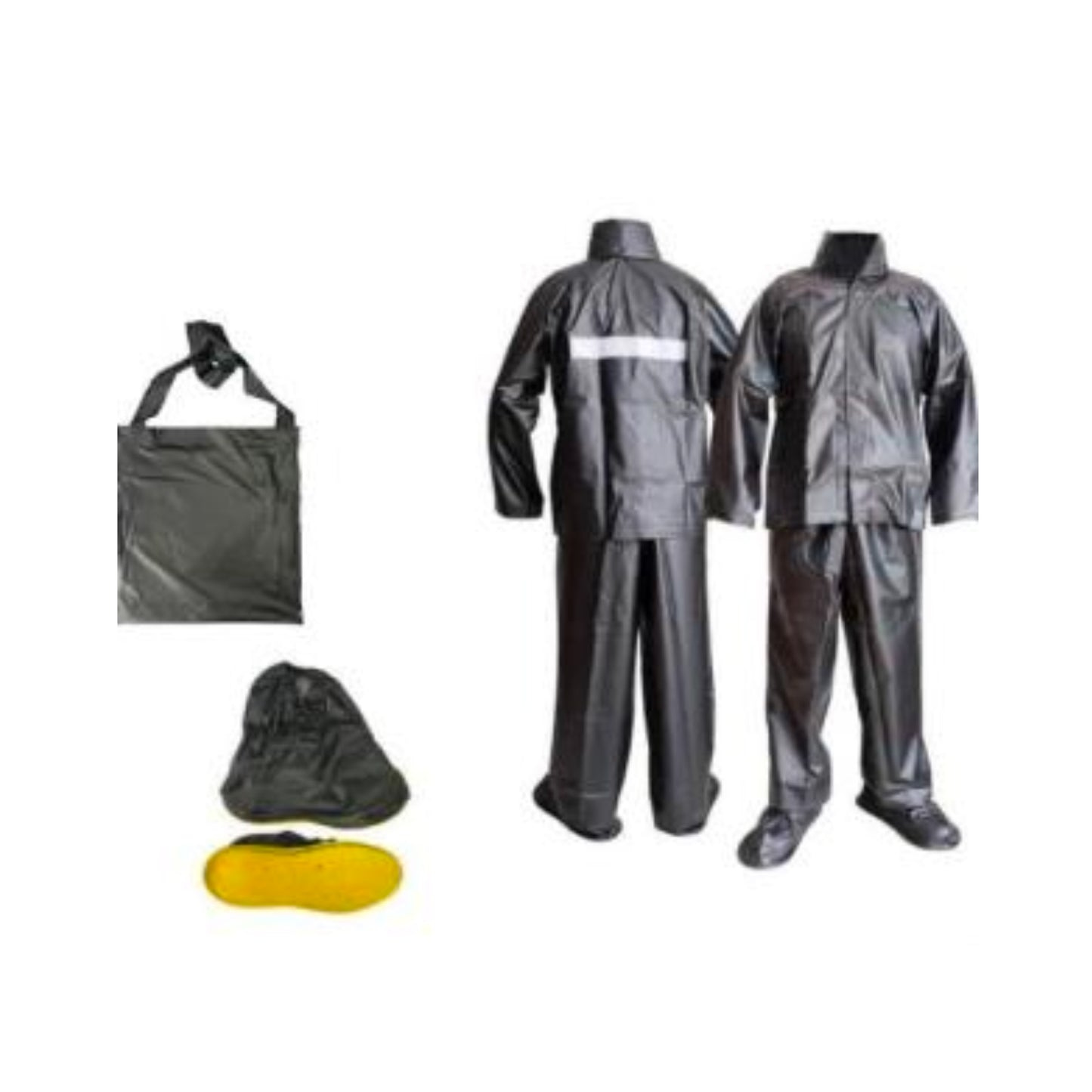 CONJUNTO IMPERMEABLE PARA MOTO CUATRO PIEZAS NEGRO